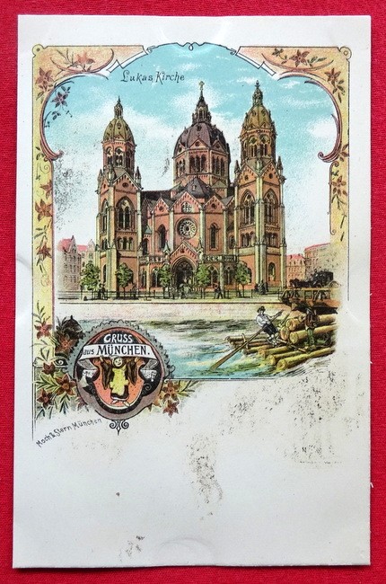   Ansichtskarten AK Gruss aus München. Farblitho. Lukaskirche 