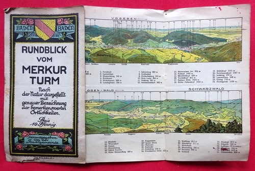   Baden-Baden. Rundblick vom Merkurturm (Nach der Natur dargestellt mit genauer Bezeichnung der bemerkenswerten Örtlichkeiten) 