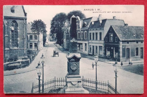   Ansichtskarte AK Ahaus. Marktplatz mit Krieger-Denkmal (Stempel Ahaus) 