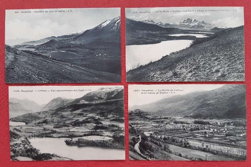   4 x Ansichtskarte AK De la Mure a Vizille. Les Lacs Laffrey et l`Oblou // Vue panoramique des Lacs // La Route de Laffrey et la Vallee de Vizille // Panorama des Lacs de Laffrey 