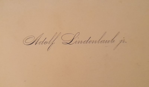 Lindenlaub, Adolf  Visitenkarte des Adolf Lindenlaub jr. (Anm. Pelzhändler, Kürschner in der Kaiserstraße 191, Karlsruhe) 