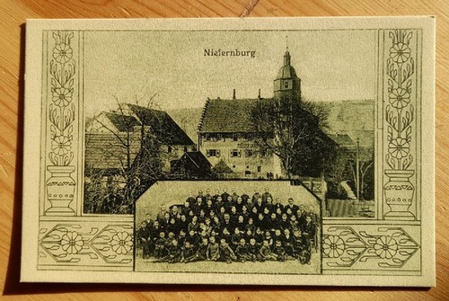   Ak Ansichtskarte Niefern-Öschelbronn. Niefernburg (Anm. zu Zeiten des Waisenhauses mit Abb. der Kinder und der Burg) 