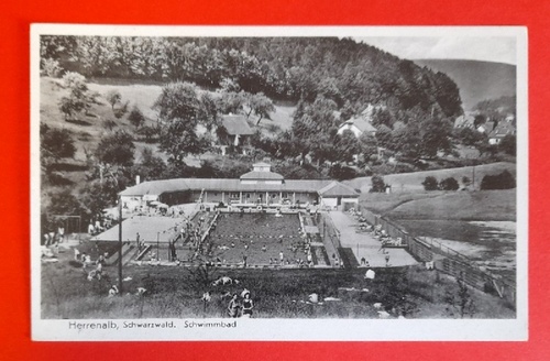   Ansichtskarte AK Herrenalb. Schwimmbad (hinten mit Blei 18. April 1942) 