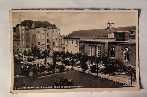   Ansichtskarte AK Stuttgart Mutterhausgarten mit Speisesaal, Kirche u. Wilhelm-Hospital 