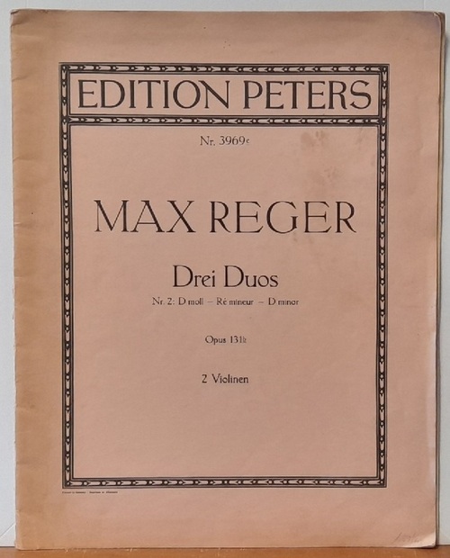 Reger, Max  Drei Duos, Kanons und Fugen im alten Stil für zwei Violinen Opus 131 b, 2 Violinen (Nr. 2: D-moll) 