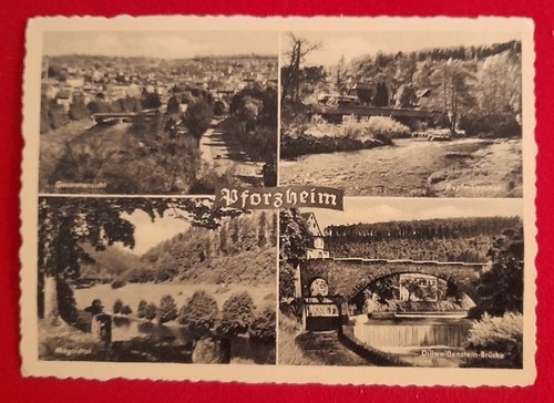   Ansichtskarte Ak Pforzheim 4 Ansichten (Gesamtansicht, Kupferhammer, Nagoldtal, Dillweißenstein-Brücke) 