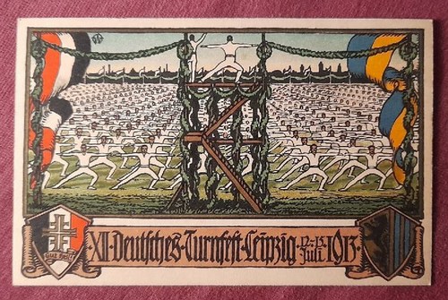   Ansichtskarte AK Leipzig. XII. Deutsches Turnfest 12.-15. Juli 1913 (Farblitho Turnplatz Großaufmarsch) 