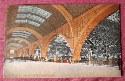   Ansichtskarte AK Leipzig. Hauptbahnhof-Bahnsteige (mit Stempel "Vorsicht an Eisenbahnübergängen") 