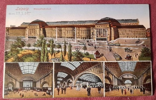   Ansichtskarte AK Leipzig. Hauptbahnhof (mit 4 Ansichten) 