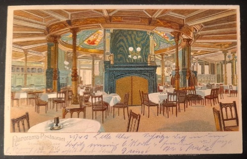   Ansichtskarte AK Leipzig. Panorama-Restaurant. Inh. Oswald Schlinke. Innenansicht (Farblitho) 