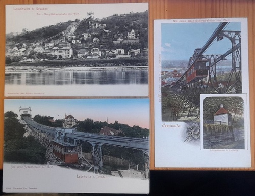   3 x Ansichtskarte AK Loschwitz bei Dresden. Erste Bergschwebebahn der Welt (2 Farblithos, 1 s/w) 