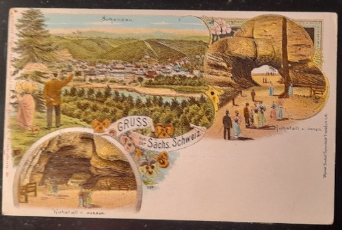   Ansichtskarte AK Gruss aus der Sächsischen Schweiz. Schandau und Ruhstall (Farblitho) 