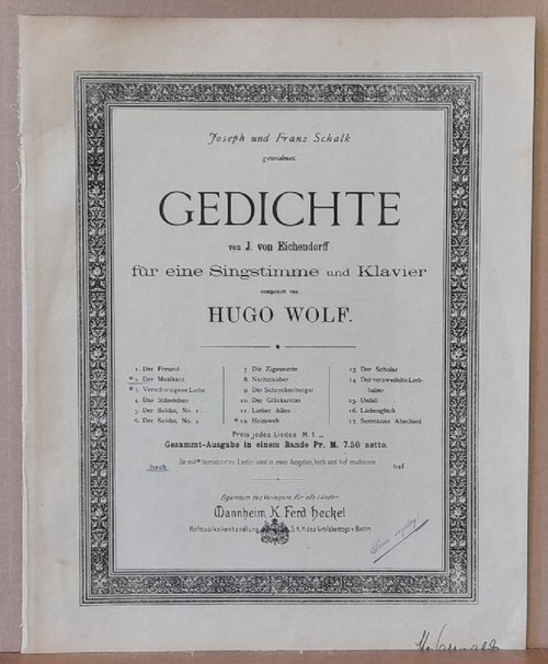 Wolf, Hugo  Gedichte von Joseph von Eichendorff für eine Singstimme und Klavier No. 2 Der Musikant 