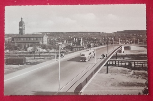   Ansichtskarte AK Gruß aus Pforzheim, die Pforte des Schwarzwaldes. Weltplatz für Schmuck. Nordstadtbrücke 
