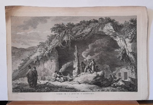 Tilliard, Jean Baptiste (1740-1813)  Kupferstich v. J. B. Tilliard aus Choiseul- Gouffier "Voyage Pittoresque de la Gréce" b. A.P.D.R. ("Entree de la Grotte d' Antiparos". Eingang der Tropfsteinhöhle "Spilio Agiou Joannou") 