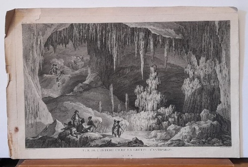 Tilliard, Jean Baptiste (1740-1813)  Kupferstich v. J. B. Tilliard aus Choiseul- Gouffier "Voyage Pittoresque de la Gréce" b. A.P.D.R. ("Vue de l'Interieur de la Grotte d`Antiparos". Im Innern der Tropfsteinhöhle "Spilio Agiou Joannou") 