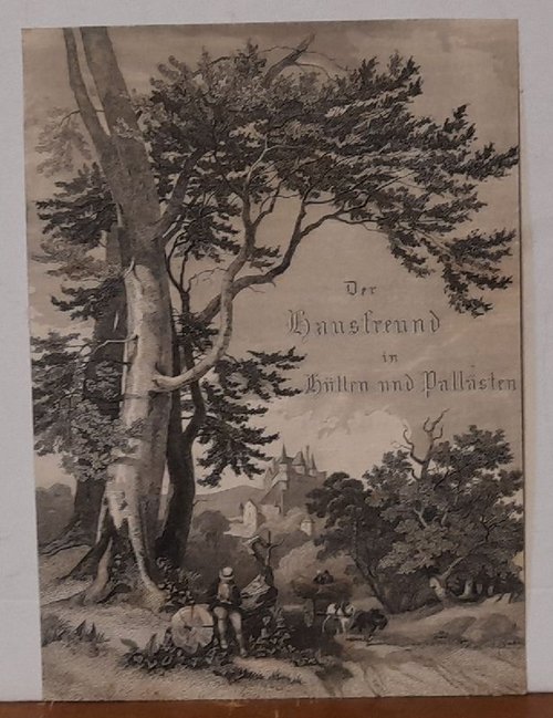 ohne Angaben  Stahlstich Titelillustration zu "Der Hausfreund in Hütten und Pallästen" (Hg. Karl Steffens) (Volks-Kalender) 