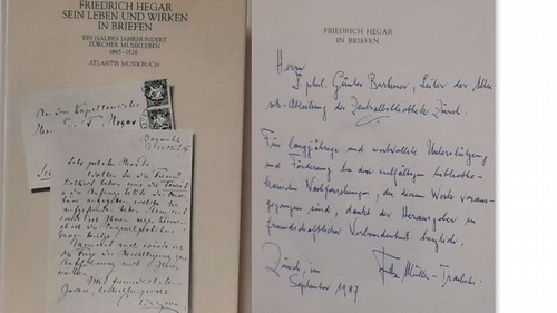 Hegar, Friedrich  Friedrich Hegar, sein Leben und Wirken in Briefen. (Ein halbes Jahrhundert Zürcher Musikleben 1865-1926) 