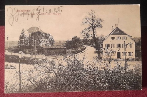   Ansichtskarte AK Hohenheim. Partie mit Gasthof zur Garbe (hinten großer Stempel Corps Germania Hohenheim) 