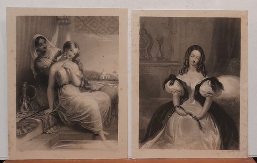 Parris, Edmund Thomas und William Henry Mote  2 x Orig. Gravure without titles (young woman) (engraving by W. H. Mote) 