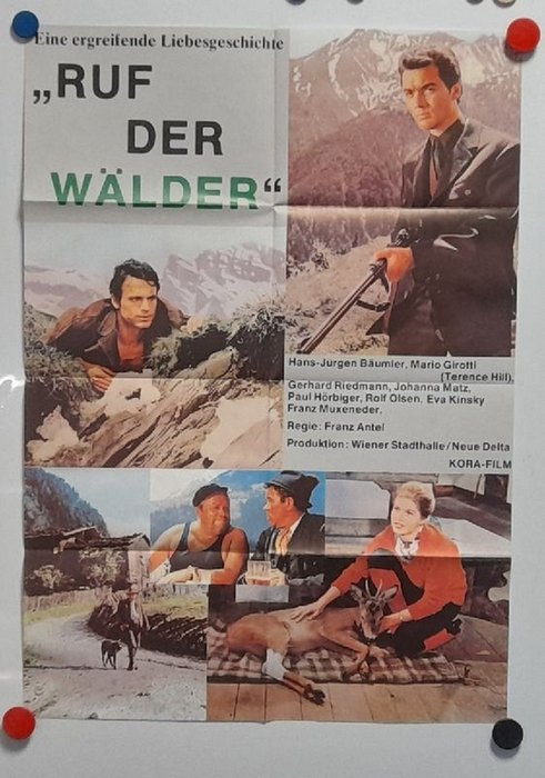 Bäumler, Hans-Jürgen; Terence Hill und Franz (Regie) Antel  Orig. Filmplakat "Ruf der Wälder" 