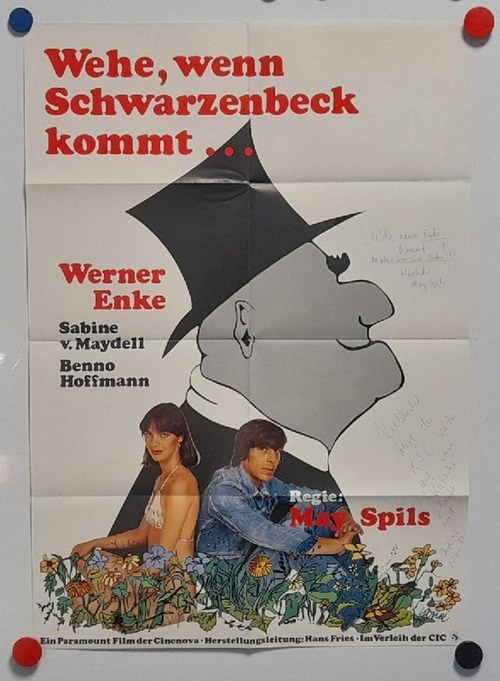 Spils, May und Werner Enke  Orig. Filmplakat "Wehe, wenn Schwarzenbeck kommt" (SIGNIERT v. Spils) 