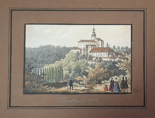 ohne Angabe  Lithographie in Farbe "Friedland 1852 (hs.)" (Schloss Friedland) 