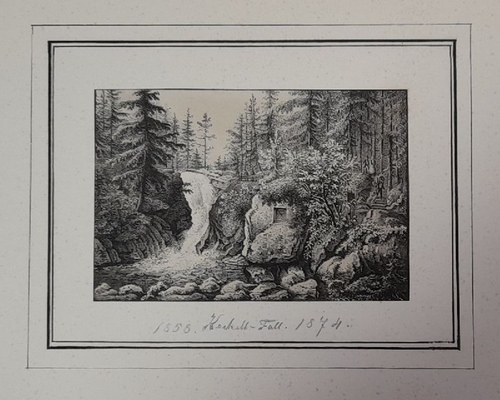 ohne Angabe  Lithographie "Kochell-Fall 1858 / 1874 (hs.)" 