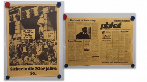 plakat-gruppe  Plakat Nr. 12 September 1969 ("Alle Räder stehen still, wenn der Arbeiter es will. Sicher in die 70er") 