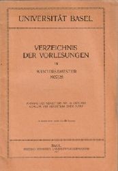   Verzeichnis der Vorlesungen im Wintersemester 1927/28, Universitt Basel, 
