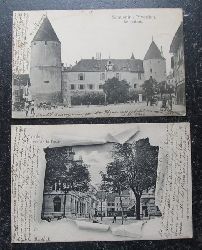   2 Ansichtskarten Yverdon "Rue de la Poste" + " Le Chateau" 