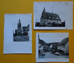 Meyer, Walter (Karlsruhe)  3 s/w Fotografien bzw. Fotoausschnitte und 3 Negative von Wurmberg (Strae mit Lden, Schule, Kirche) 