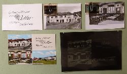 Meyer, Walter (Karlsruhe)  2 s/w Fotografien, 1 Farb-Ansichtskarte, 2 kl. und 1 sehr groes Negativ (zeigt die fertige AK) v. Flehingen v. 22.6.1965 (Gasthaus und Metzgerei "zum Adler") 