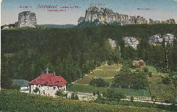 ohne Autor  Ansichtskarte Zahnsgrund. Schsische Schweiz. Schrammsteinbaude (mit Falkenstein, Hoher Torstein und Schrammsteine) 