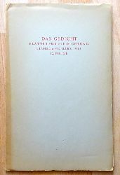 diverse Autoren  Das Gedicht 1. Jahrgang, 12. Folge Mrz 1935 (Clemens Brentano, Gotthard de Beauclair, Johann Otto Bringezu, Georg Schwarz, H. Claudius, von Heiseler, Binding) 