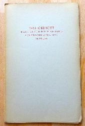 diverse Autoren  Das Gedicht 1. Jahrgang, 14. Folge April 1935 (Es kommt ein Schiff geladen (Straburg 1626), Friedrich Spee, Ach Winter kalt (Volkslied), Barthold Heinrich Brockes) 