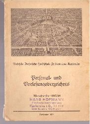 TH Karlsruhe  Personal- und Vorlesungsverzeichnis Wintersemester 1937/38 (Badische Technische Hochschule Fridericana Karlsruhe) 