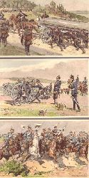 Becker, Carl  3 Ansichtskarten AK Militrische Szenen aus dem 1870/71er Krieg (Lithos) 