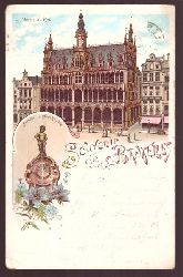   Ansichtskarte AK Souvenir de Bruxelles. Maison du Roi / Fonatine de Mnneken Pis (Farblitho) 