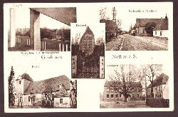   Ansichtskarte AK Gru aus Nelben a. Saale (5 Ansichten) (Georgsburg, Kirche, Denkmal, Dorfstrae mit Gasthaus, Schulplatz) 