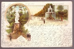   Ansichtskarte AK Gruss aus Berlin. Litho (Siegesallee, Wrangelbrunnen, Lessing-Denkmal) 