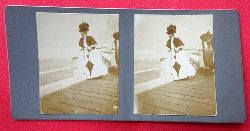   Original Stereoskopie.-Fotografie (Stereobild. Stereophotographie). Ostende 1908. Auf der Mole 