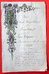 Schneider, Karl  4seitiges Schreiben "Zum 25jhrigen Ehejubilum und Freundschaft gewidmet von Karl Schneider, Bernstadt den 15. Januar 1853 (innen noch 3 Gedichte) 