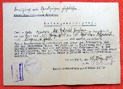 Reichsbahndirektion Nrnberg  Reisegenehmigung fr Dr. Helmut Jordan von Ochsenfurt nach Jordan v. 25. Mrz 1945 (fr Dr. Helmut Jordan Leiter der Finanzmter Metz und Diedenhofen) 