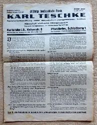 Teschke, Karl  Werbe- und Aufklrungsheft der homopathischen Praxis Karl Teschke (28jhrige homopathische Praxis, Spezialbehandlung aller chronischen langjhrigen Leiden, Absolut sichere Diagnosen....) 