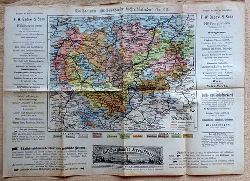   Landkarte: "Beilage zum "Hildburghuser Schreibkalender" fr 1915 (Eisenbahn- und Postkarte von Thringen. Mastab 1:500.000) 