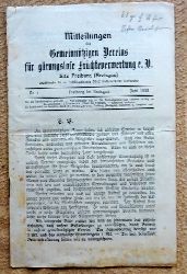 Baumann, J.  Mitteilungen des Gemeinntzigen Vereins fr grungslose Frchteverwertung e.V. (Sitz Freiburg) Nr. 1 Juni 1915 