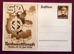   Ansichtskarte AK Ganzsache "SA Reichswettkmpfe Berlin 15.-17. Juli 1938" (Aufdruckmarke 6 Rpf Deutsches Reich) 