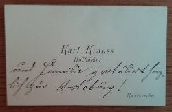 Krauss, Karl  Visitenkarte des Karl Krauss, Hofbcker Karlsruhe 