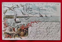   Ansichtskarte AK Gruss aus Norderney (Farblithografie, Motive (Segelboote und Meerestiere) 